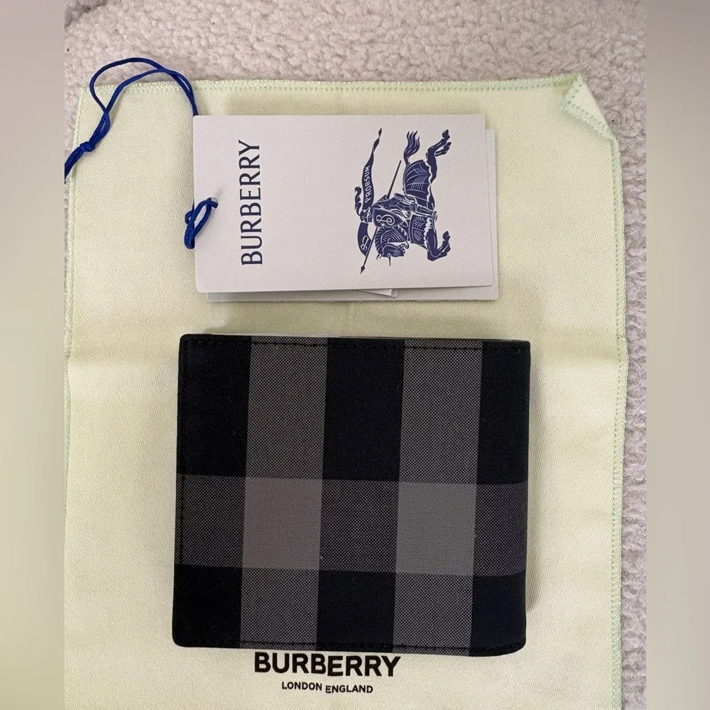 Burberry Navy check printers wallet NEW